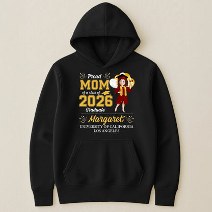 Personalized Graduation Family Matching Classic Tee, Proud Mom Dad Grandma Shirt for Campus Photos, Unique Gift