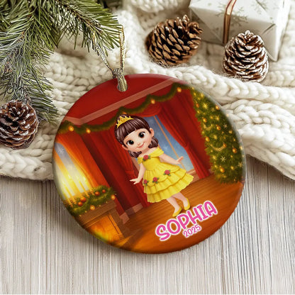Ceramic Ornament with Princess Fairytale Design, Enchanted Forest Scene with Animals, Heartwarming Keepsake and Perfect Gift for Children