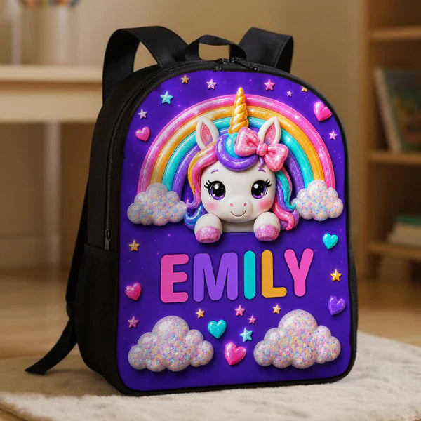 Personalized Kids School Backpack with Space or Unicorn Art, Unique Creative Gift for Back to School