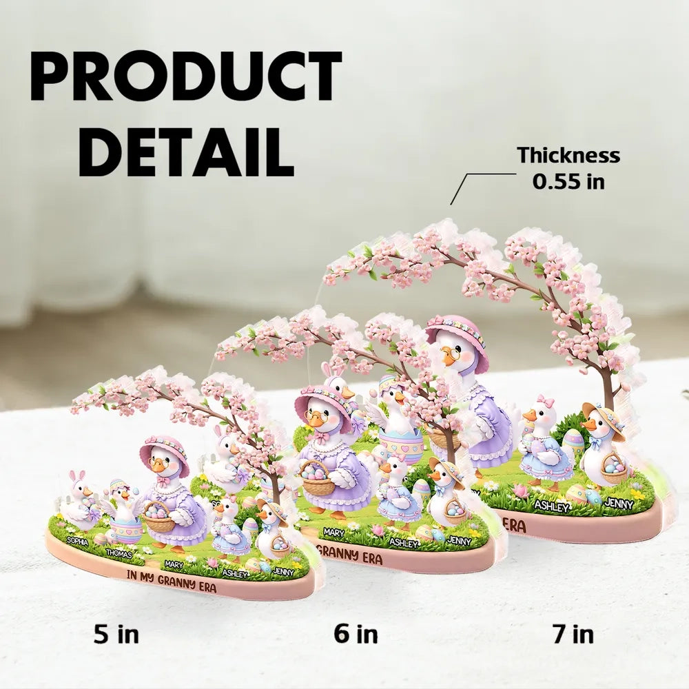 Personalized Shaped Acrylic Block Plaque In My Granny Era Cute Easter Duck Family Shelf Decor, Unique Gift for Grandma