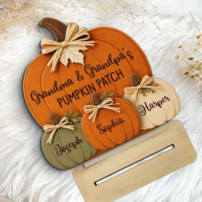 Grandma & Grandpa's Pumpkin Patch Wooden Plaque, Heartwarming Personalized Keepsake and Creative Family Gift
