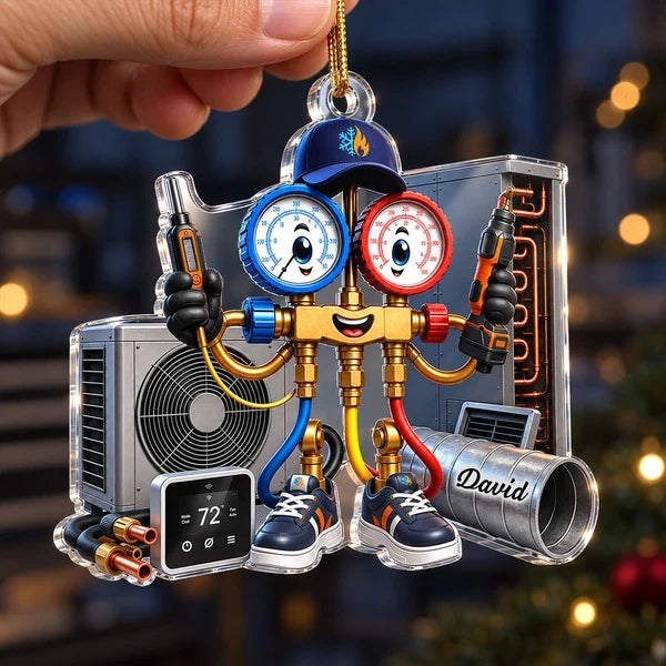 Personalized Acrylic Ornament, Cheerful HVAC Tools, Creative Gift Celebrating a Technician's Trade Pride