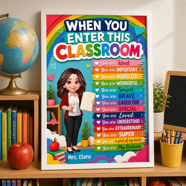 Personalized Teacher Canvas, Colorful Classroom Welcome, Unique Creative Gift for Back to School