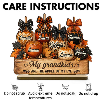 Personalized 2-Layer Wooden Plaque with Fall Grandkids Pumpkins, Unique Gift for Grandma