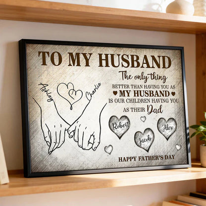 Personalized Husband & Dad Poster, Pinky Promise Hands, Unique Father's Day Gift With Vintage Warmth