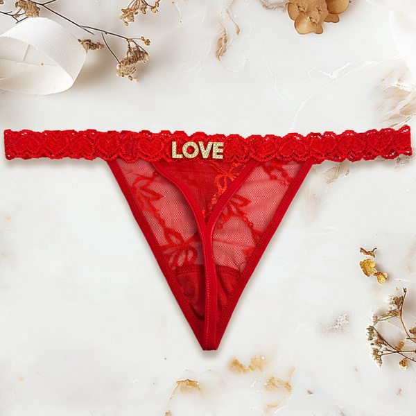 Customizable Sexy Women's Thong, Personalized Text Design, Valentine's Day Gift, Romantic Present for Couples