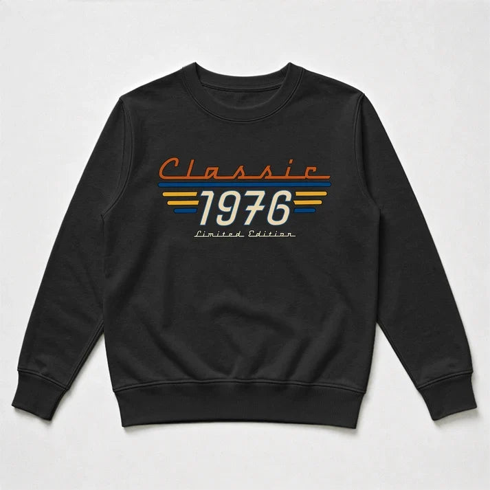 Personalized Retro Classic Tee, Man Wearing Bold 70s Typography in an Urban Setting, Unique Gift for Him