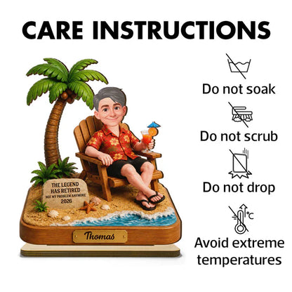 2-Layer Wooden Plaque with Tropical Retirement Humor, Creative Gift for Coworker, Dad or Husband