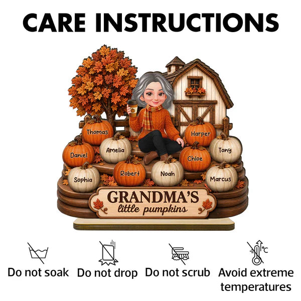 Personalized 2-Layer Wooden Plaque, Grandma's Little Pumpkins Fall Decor, Unique Gift for Grandma