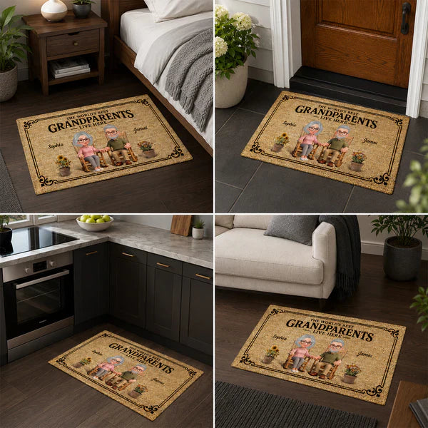 Personalized Standard Doormat, Grandparents Live Here Design, Unique Gift for Grandma & Grandpa