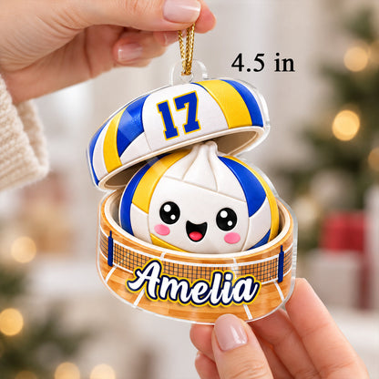Personalized Acrylic Ornament, Cheerful Volleyball Dumpling Hanging on a Lit Tree, Creative Gift for Daughter or Son