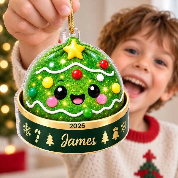 Personalized Acrylic Ornament, Cute Santa Reindeer & Peppermint Dumpling Design, Creative Gift for  Daughter, Son, Grandkids, Family