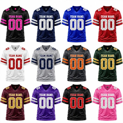 Printed Classic Tee, Personalized Black and Pink Football Design for Stadium Spirit, Creative Gift for Mom or Daughter