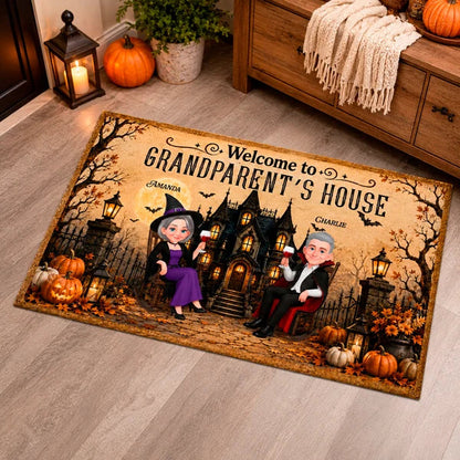 Welcome to Grandparent's House Standard Doormat, Personalized Autumn Scene, Creative Gift for Grandma & Grandpa