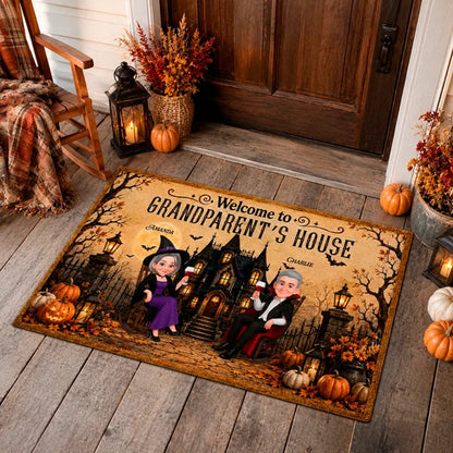 Welcome to Grandparent's House Standard Doormat, Personalized Autumn Scene, Creative Gift for Grandma & Grandpa