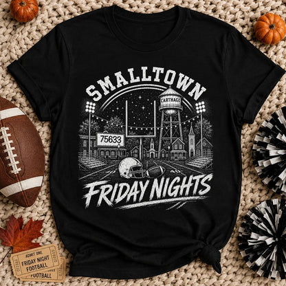 Classic Tee, Personalized Stadium Lights and Town Skyline Keepsake, Unique Gift for American Football Fans