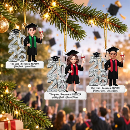 2-Layer Wooden Plaque, Personalized Class of Keepsake with Graduate in Cap and Gown, Unique Graduation Gift