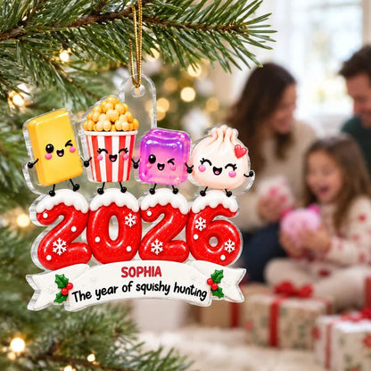 Personalized Acrylic Ornament, Cheerful Squishy Friends Holding Hands, Creative Christmas Tree Gift for Kids