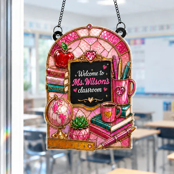 Personalized Acrylic Suncatcher Ornament for Teacher, Classroom Window Decor, Unique Teacher Gift