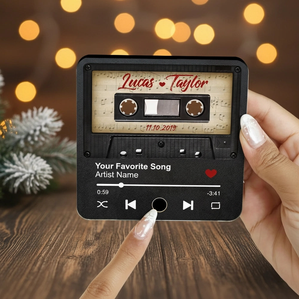 Retro Cassette Acrylic Music Magnet – A Romantic Gift for Lovers with Clear Print & Timeless Design