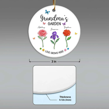 Grandma’s Garden Ceramic Ornament — Love Grows Here, a Beautiful Gift Full of Blooming Memories