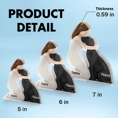 Personalized Shaped Acrylic Block Plaque with Girl Hugging Dog, Heartfelt Pet Lover Gift & Lasting Love Memory Decor
