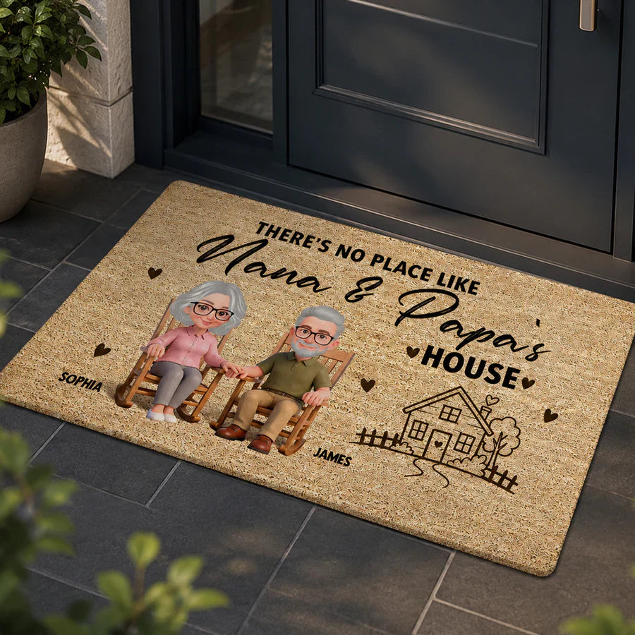 There's No Place Like Grandparents' House Standard Doormat, Personalized Creative Gift for Family