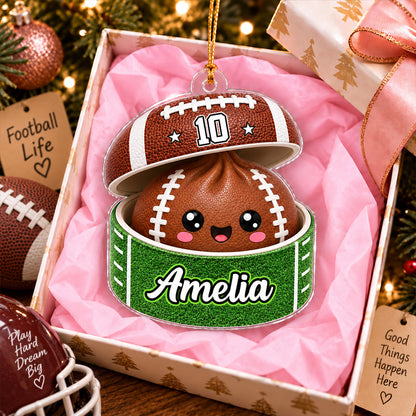Personalized Acrylic Ornament, Cute Football Dumpling Popping Up on a Christmas Tree, Creative Gift for Kids