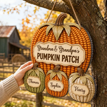 Personalized Wooden Sign, Grandma & Grandpa's Pumpkin Patch Fall Decor, Unique Gift for Grandparents