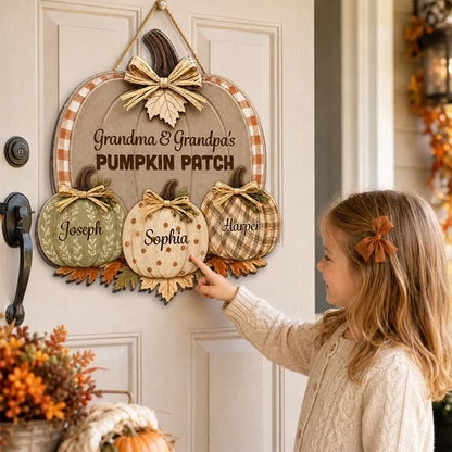 Personalized Wooden Sign, Grandma & Grandpa's Pumpkin Patch, Rustic Fall Door Decor, Unique Gift for Grandparents