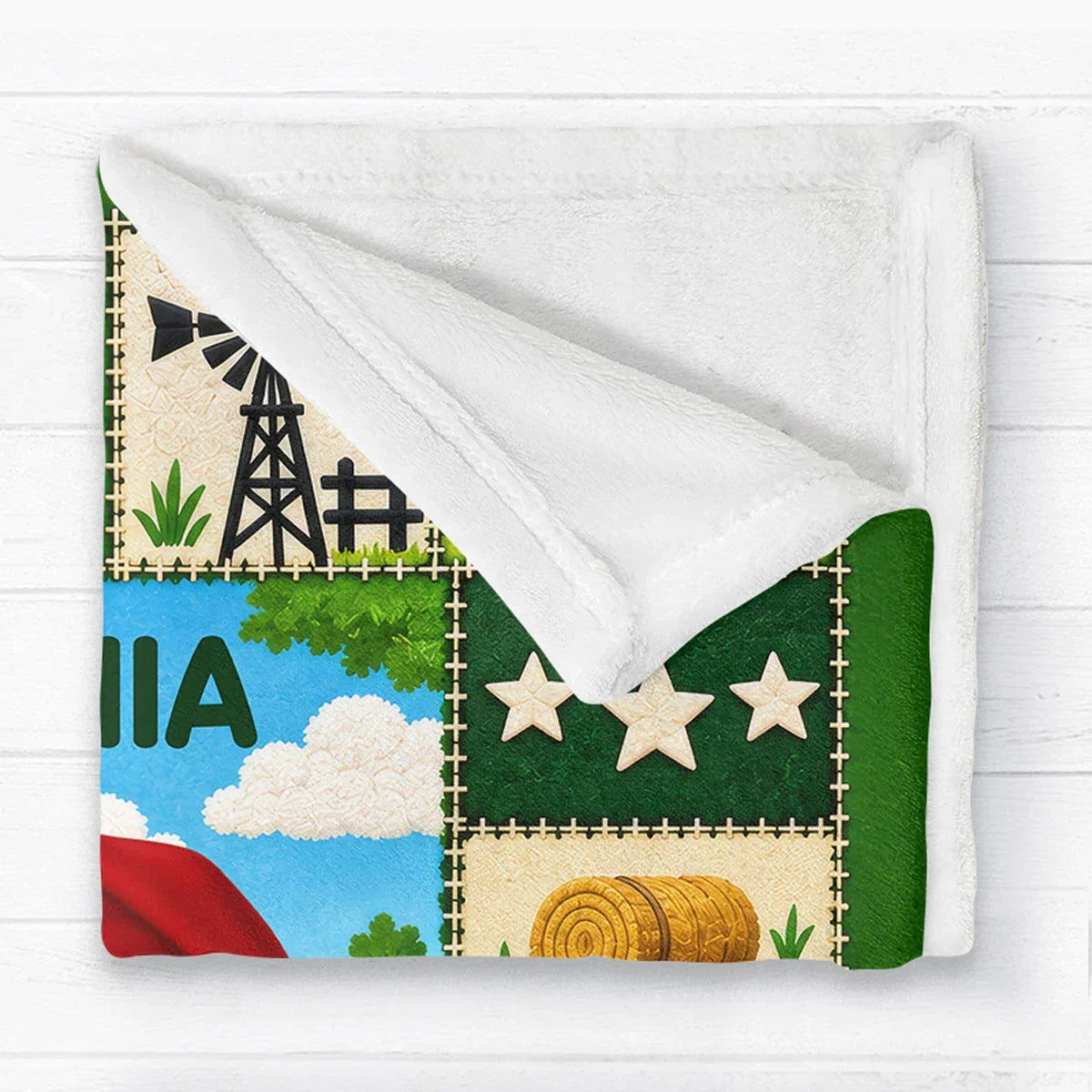 Personalized Fleece Blanket, Christmas Farm Boy Driving a Tractor, Unique Gift for Kids and Grandkids