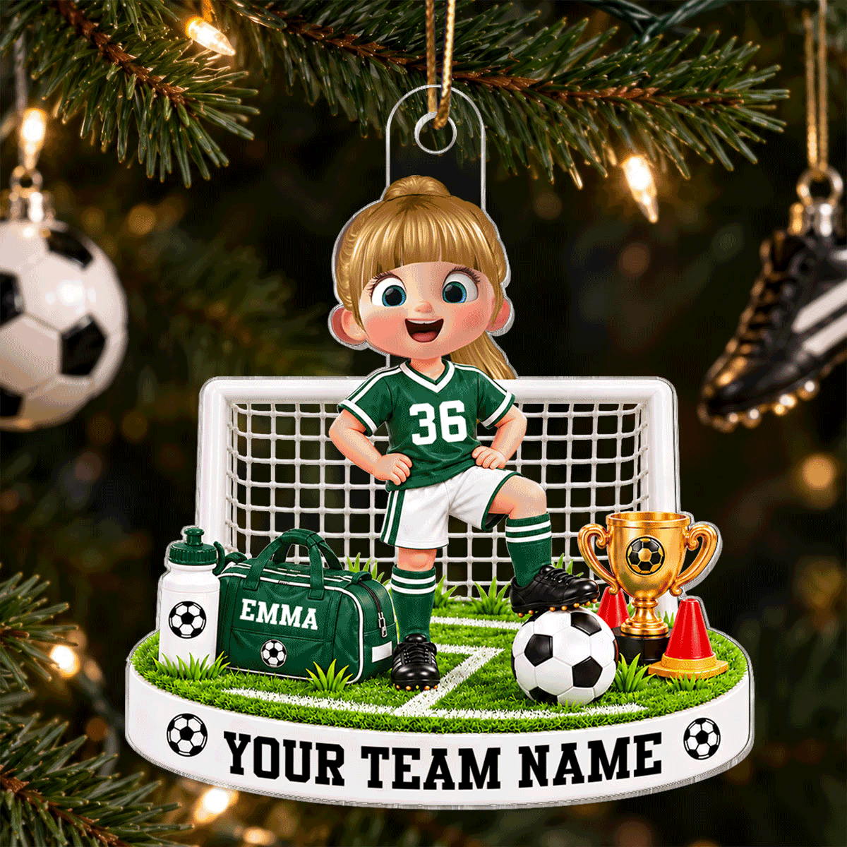 Proud Soccer Memory Acrylic Ornament, Personalized Young Athlete by Goal, Creative Gift for Granddaughter