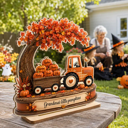 Personalized 2-Layer Wooden Plaque with Grandma's Little Pumpkins, Unique Fall Gift for Grandma