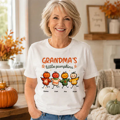 Personalized Grandma's Little Pumpkins Classic Tee, Unique Fall Gift for Grandma