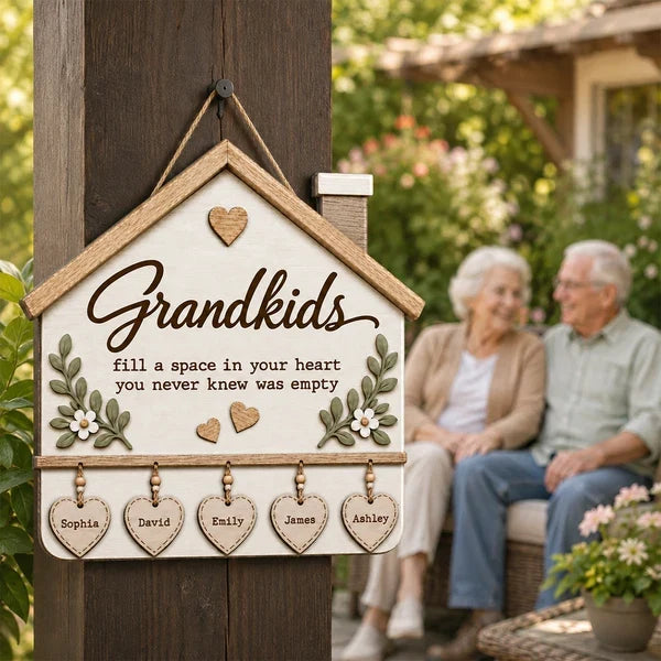 Personalized Grandma and Grandpa Wooden Sign, Where Love Grows Family Keepsake, Creative Gift for Grandparents