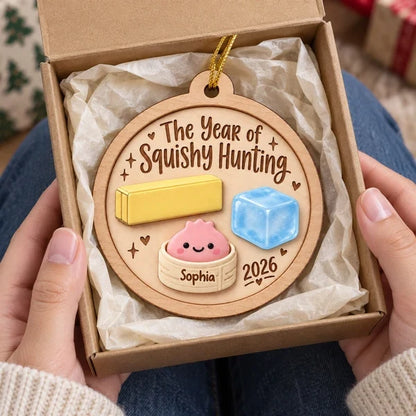 Wooden Ornament, Personalized Cute Squishy Keepsake with Playful Lettering, Creative Gift for Squishy Lovers