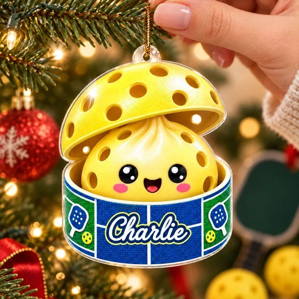 Personalized Acrylic Ornament, Cheerful Golf Ball on a Snowy Tree, Creative Keepsake Gift for Son or Daughter