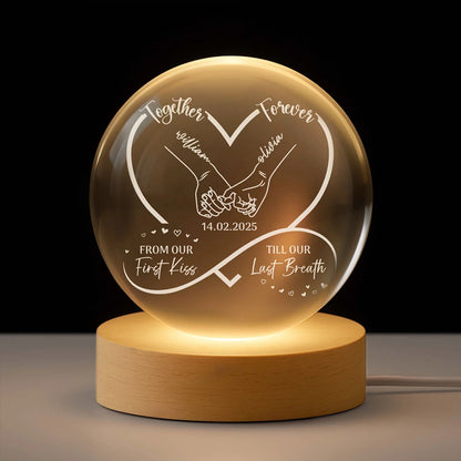 Personalized Globe Lamp for Couples – Together Forever Photo Light, From Our First Kiss Till Our Last Breath, Unique Romantic Gift