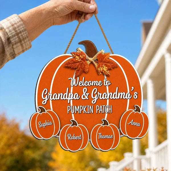 Personalized Wooden Sign, Welcome to Grandma & Grandpa's Pumpkin Patch, Creative Family Gift