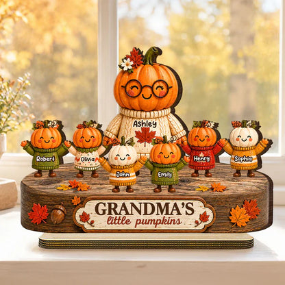 Personalized 2-Layer Wooden Plaque, Grandma's Little Pumpkins Fall Decor, Unique Gift for Grandma