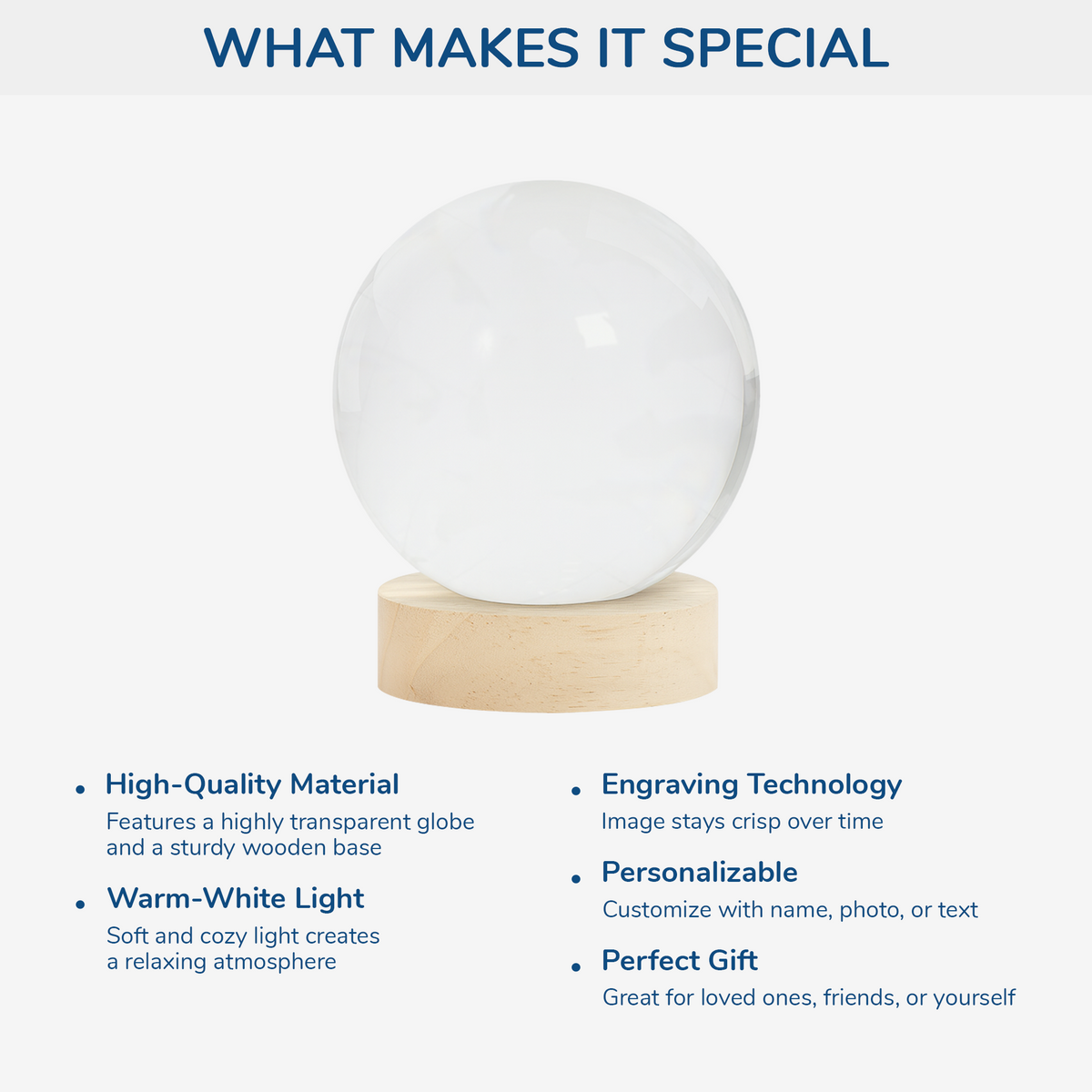 Personalized Crystal Globe Lamp with Photo – “Good Friends Are Like Stars” Meaningful Night Light Gift for Best Friends