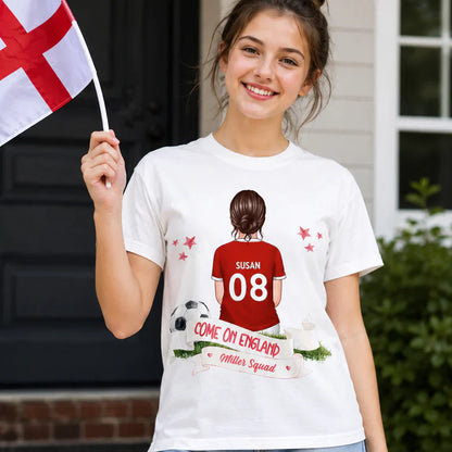 Personalized England Soccer Fan Classic Tee, Player Back View Design, Unique Gift for Family Match Days