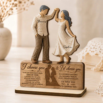 Personalized 2-Layer Wooden Plaque with Dancing Couple, I Choose You Unique Gift for Couples