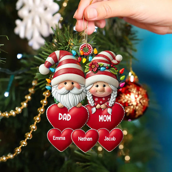 Christmas Grandma & Grandpa Mom & Dad with Heart Kids Personalized Ornament - Perfect Holiday Gift