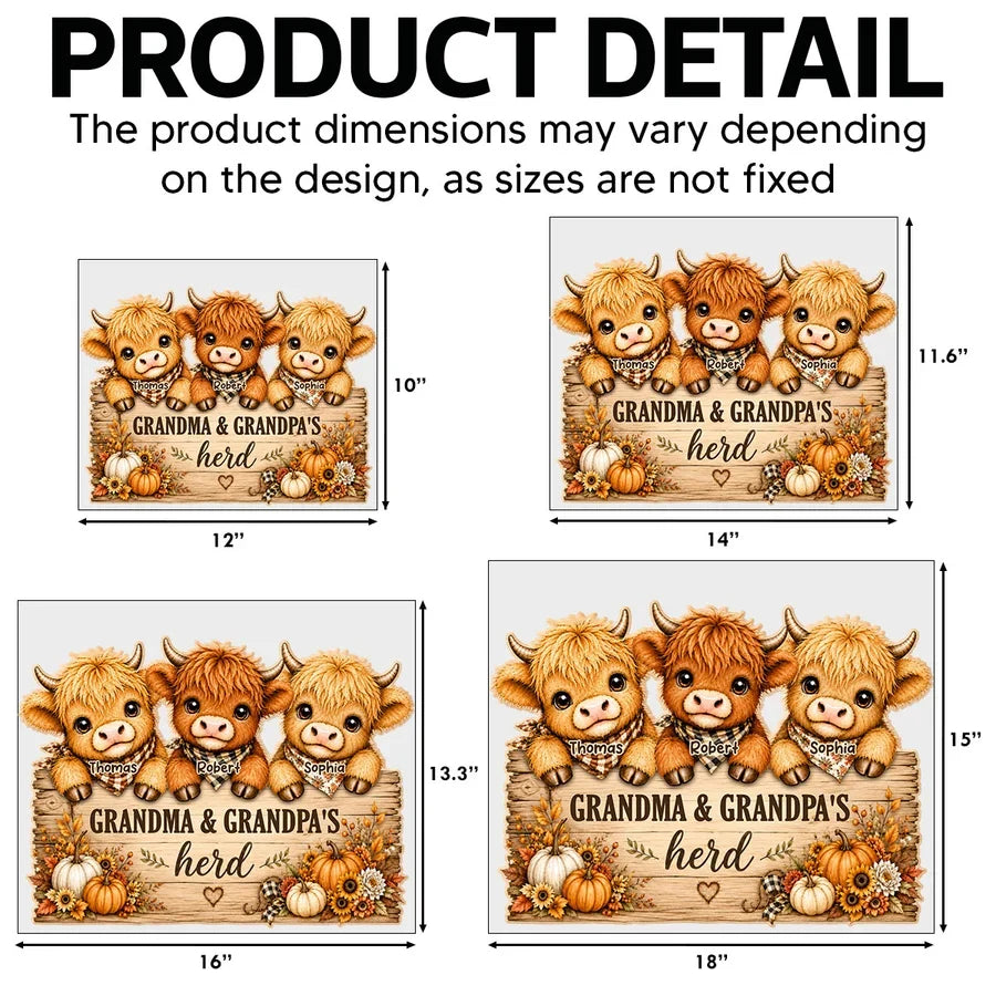 Personalized Grandma & Grandpa's Herd Shaped Yard Sign, Cows Peeking in Autumn, Creative Family Gift