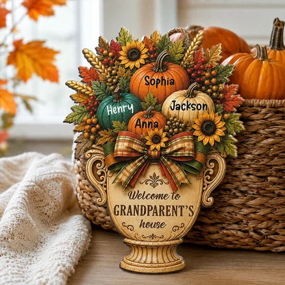 Personalized Wooden Sign, Welcome to Grandparents' House Fall Decor, Creative Gift for Grandma & Grandpa