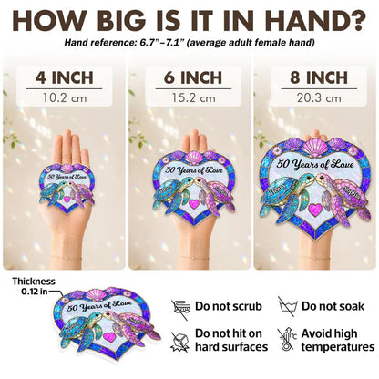 Personalized Acrylic Suncatcher Ornament, Couple Sea Turtles, Unique Gift for Anniversary Window Decor