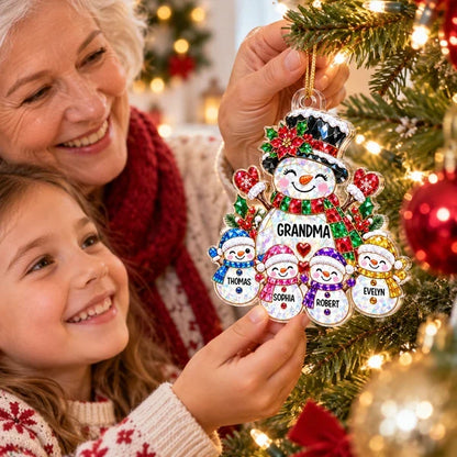 Grandma's Little Snowmen Personalized Acrylic Ornament, Heartwarming Family Keepsake, Creative Christmas Gift for Grandma
