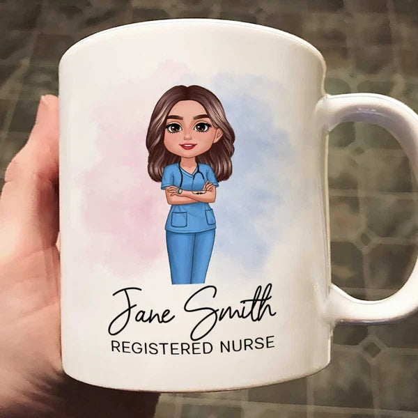 Personalized Nurse Mug with Folded Arms Illustration, Thoughtful Keepsake and Creative Gift for Nurses
