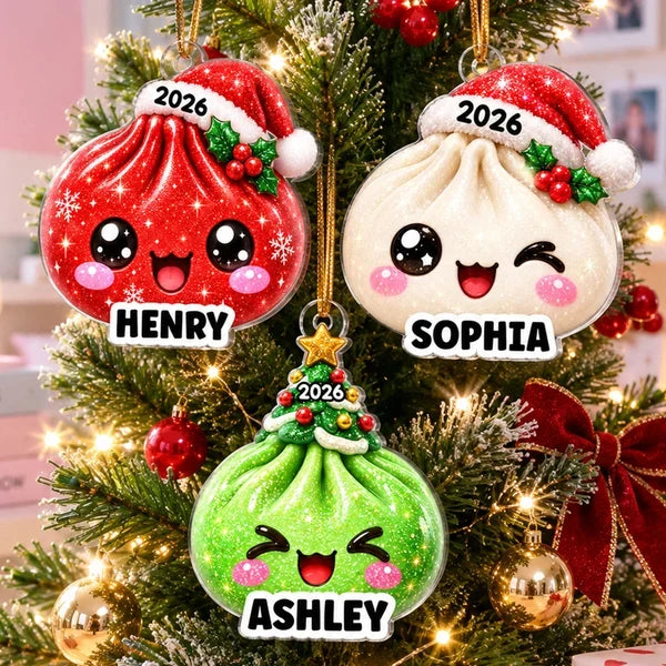 Cheerful Christmas Dumpling Acrylic Ornament, Personalized Tree Keepsake, Creative Gift for Kids and Families